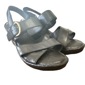 Women's Black Leather Sandals